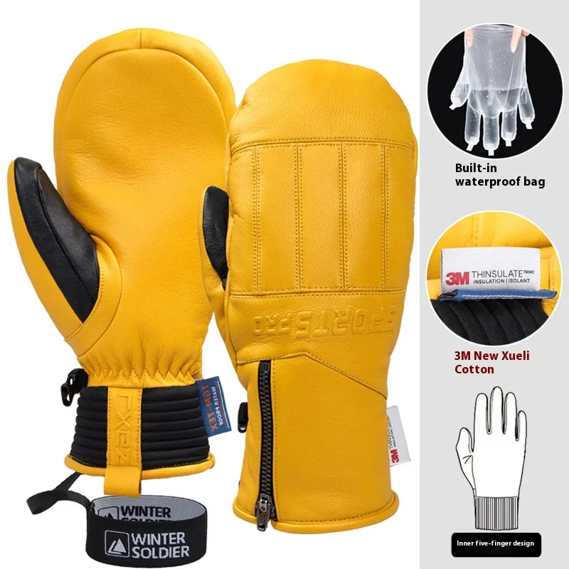 Hyeek Winterhandschoenen voor dames, waterdichte skihandschoenen voor dames - warme, ademende sneeuwhandschoenen voor de winter met touchscreen voor skiën, snowboarden (Zwart, L
