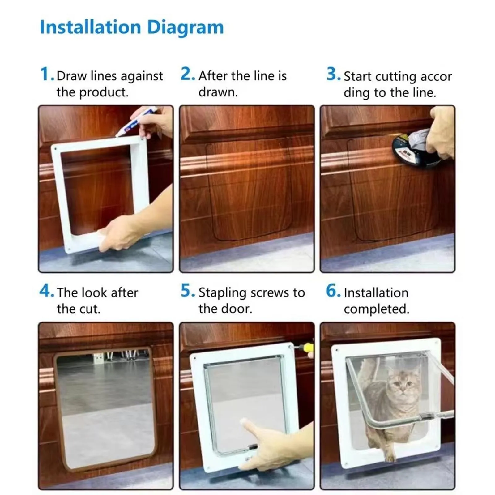 Smart Cat Door Automatic Sensing with Collar Activated Easy Installation Pet Door for Home Automatic Cat Door
