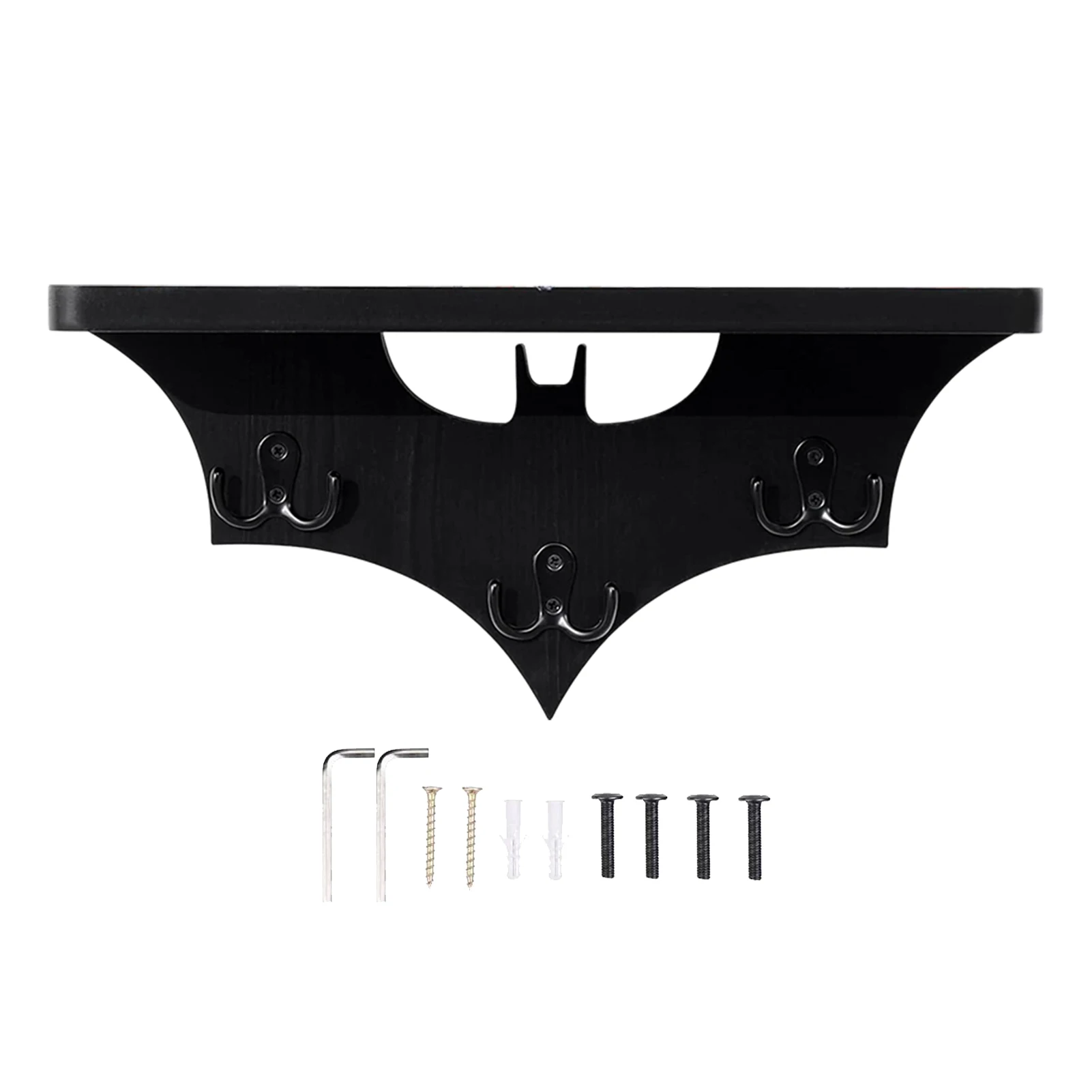 

Goth Style Hanging Practical For Bedroom With Hooks Bat Shape Solid Smooth Wall Shelf Pictures Save Space Halloween Decor
