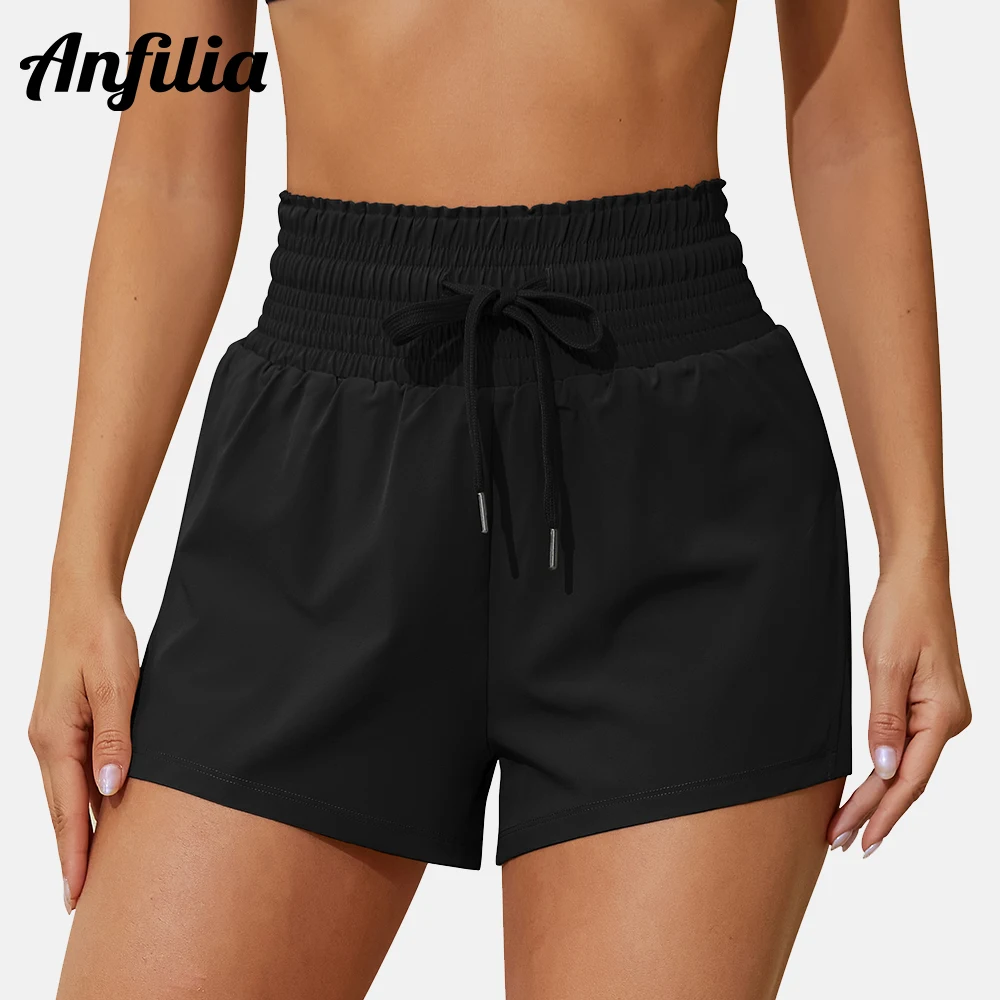 Women Swimming Trunks High Waistband High Elastic Quick Dry Built In Linner Mesh Hem Cut Inner Pocket Bikini Bottom