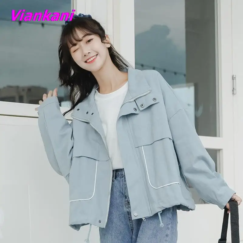 

Korean Fashion Uniform Jacket Women Spring and Autumn Loose Turtleneck Baseball Coats All-match College Style Jackets 2023 New