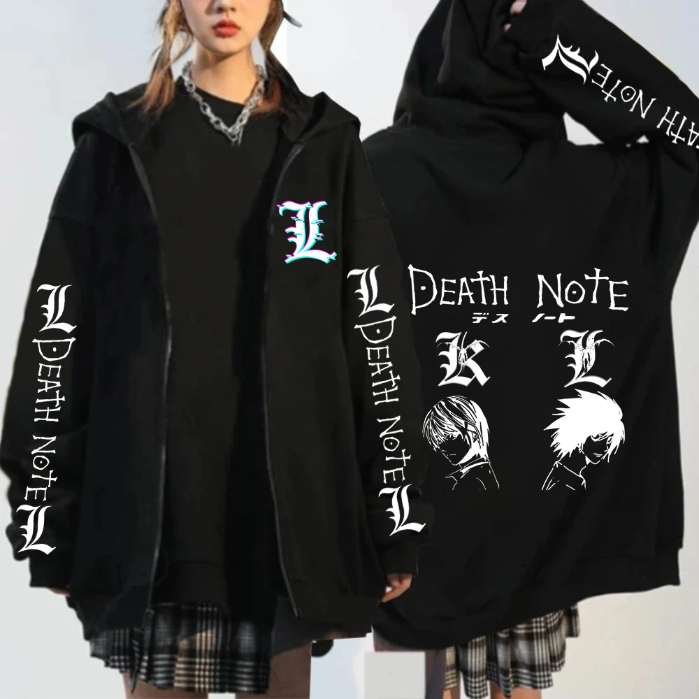 Hot Death Note Anime Zip Up Hoodie Jackets Hip Hop Streetwear Funy Long Sleeve Loose Casual Fashion Death Note Sweatshirt Uniex Hoodies Sweatshirts Aliexpress