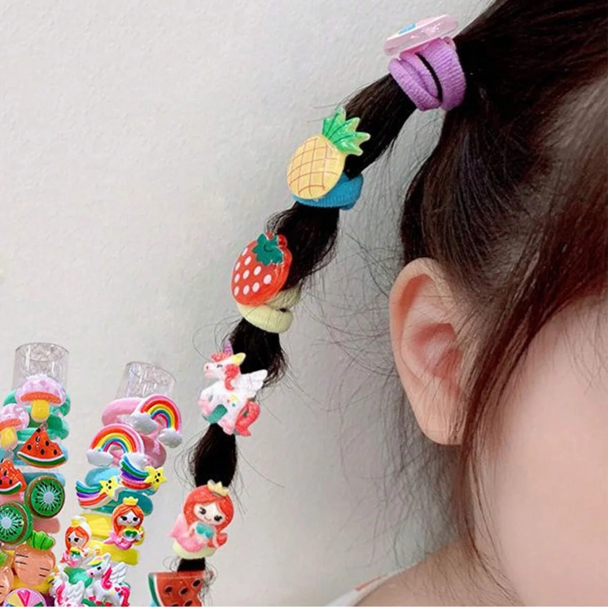 30 Stück Blumen-Stirnband, niedlicher Cartoon, klein, frisch, für Kinder, Haarband, Gummiband, Haar-Accessoires-Set – Detail 6
