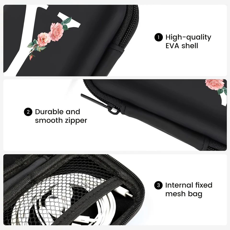 Sourcing Map 2pcs Earbuds Cases, Wired Earphone Case Holder, EVA Ear Buds Case Zipper Organizer Small With Mesh Pocket For USB Cable, Earphones, Yellow
