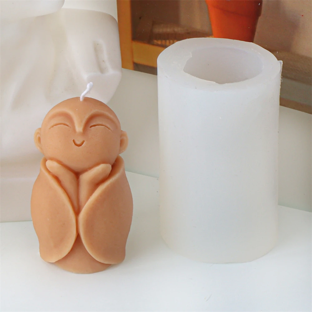 Description Picture 4 of item3D Little Monks Candle Silicone Mold Cute Monk Buddha Aromatherapy Plaster Candle Soap Making Mould DIY Ornaments Decoration