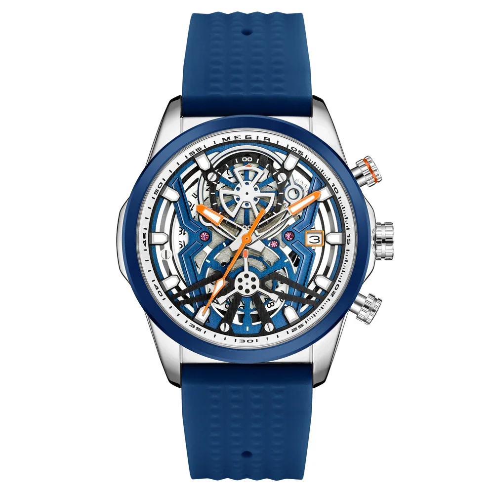 Luxury Men's Sport Chronograph Quartz Watch with Waterproof Design and Luminous Hands