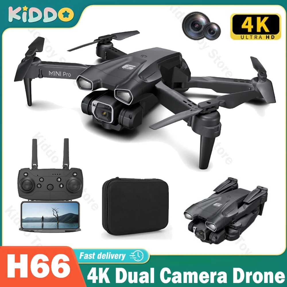 

H66 Rc Drone 4K HD Professional Dual Camera Quadcopter Foldable Drones Optical Flow Positioning Wifi Dron Toy Aircraft Gifts