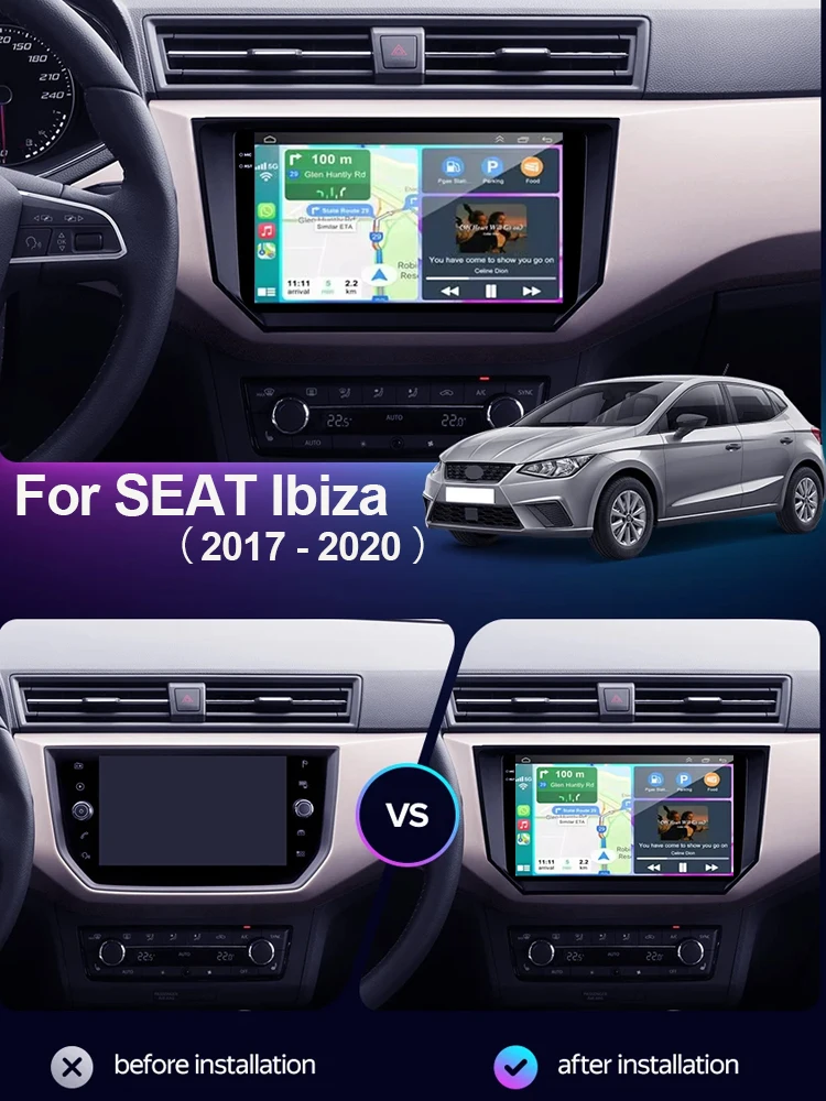 Radio para Auto Android 16 para SEAT Ibiza 2017 2018 2019 2020, Carplay, Navegación GPS, Reproductor Multimedia, WiFi+4G, Estéreo, Unidad Principal para Auto 2