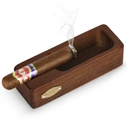 Elegant Wooden Cigar Ashtray - Sophisticated Decor & Portable Smoking Accessory (Brown)