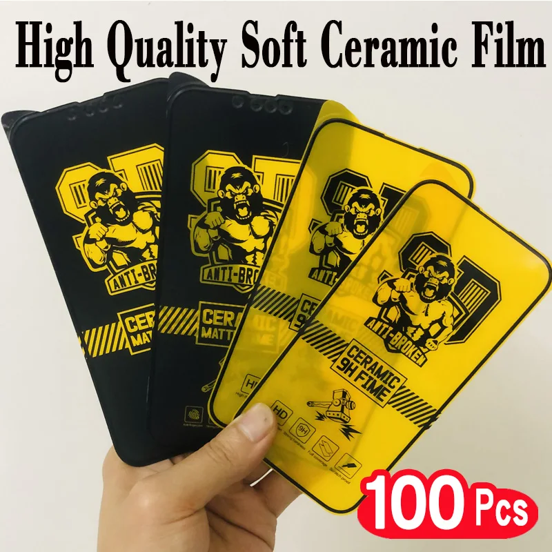 100Pcs High Quality Soft Matte Ceramic Protective Film For iPhone XR XS Max X 8 7 6 Plus 14 13 12 11 Pro Screen Protector Glass