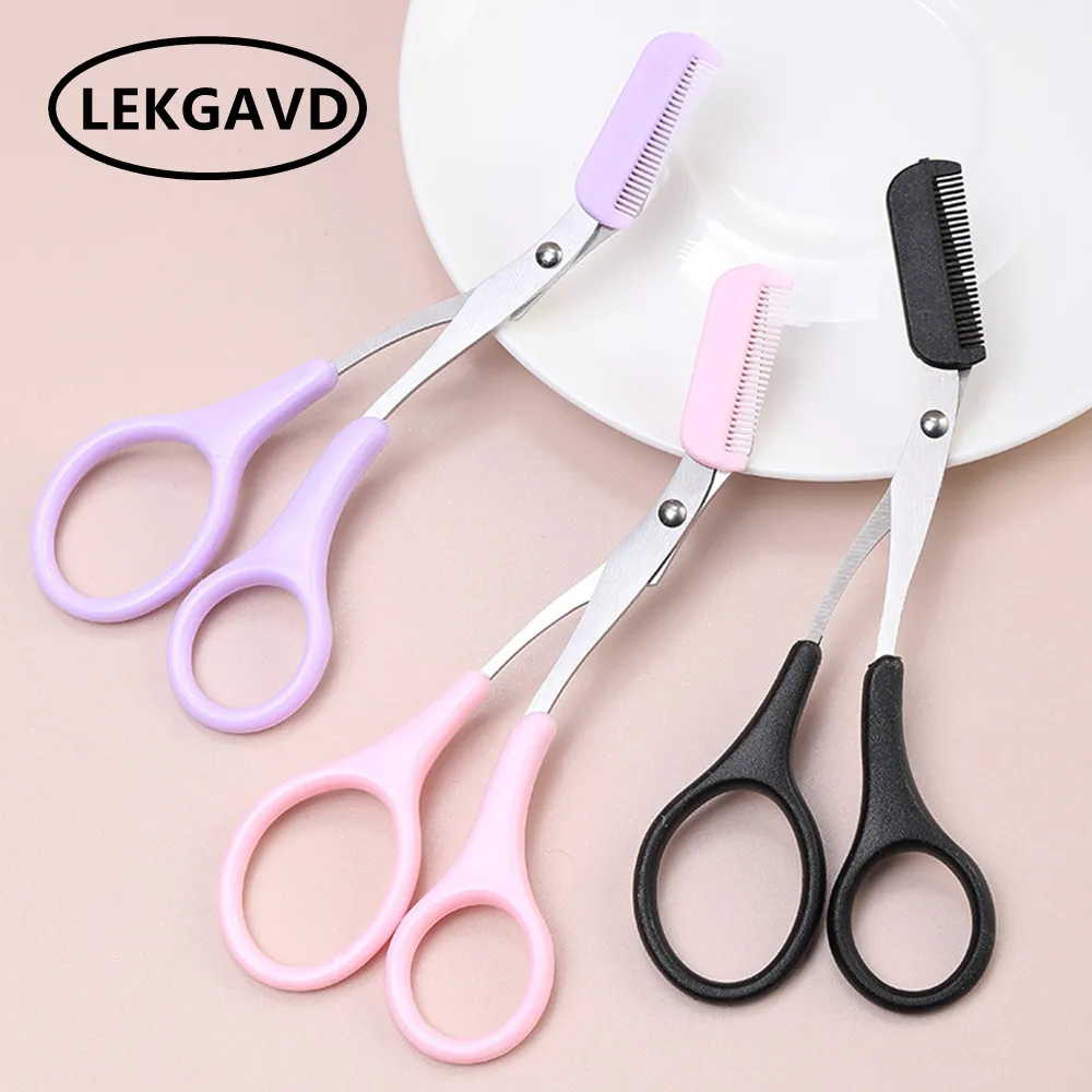 

Safe Eyebrow Trimmer Makeup Tools Stainless Steel Eyebrow Scissors With Comb Hair Removal Shaver Eyebrows Shaping Makeup Tools
