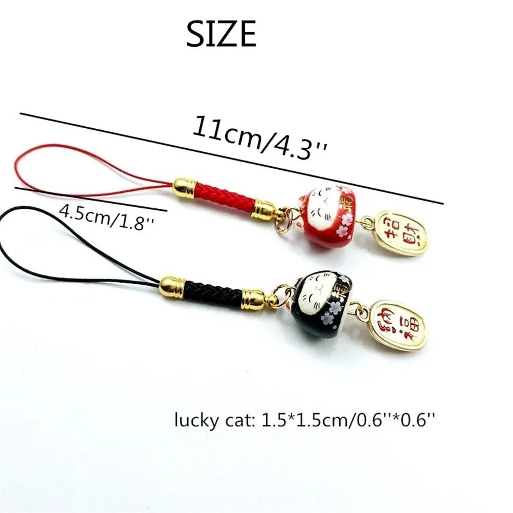 Fashion Lucky Cat Phone Straps High Quality Ceramics Bag  Accessories Phone Key Strap Hanging Rope Decor Keychain