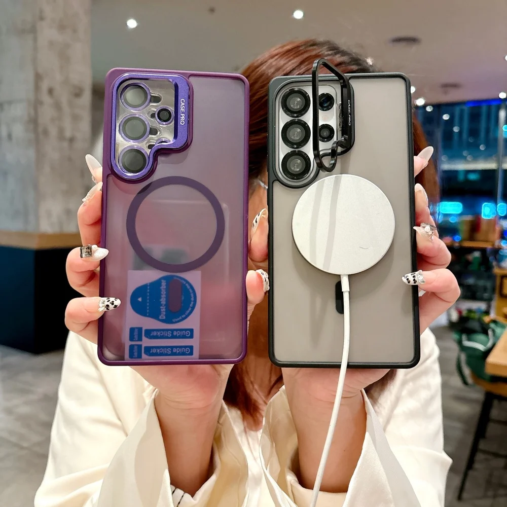 Ultra Flip-Up Lens Holder Phone Case with Magnetic Cover and Glass Lens Film