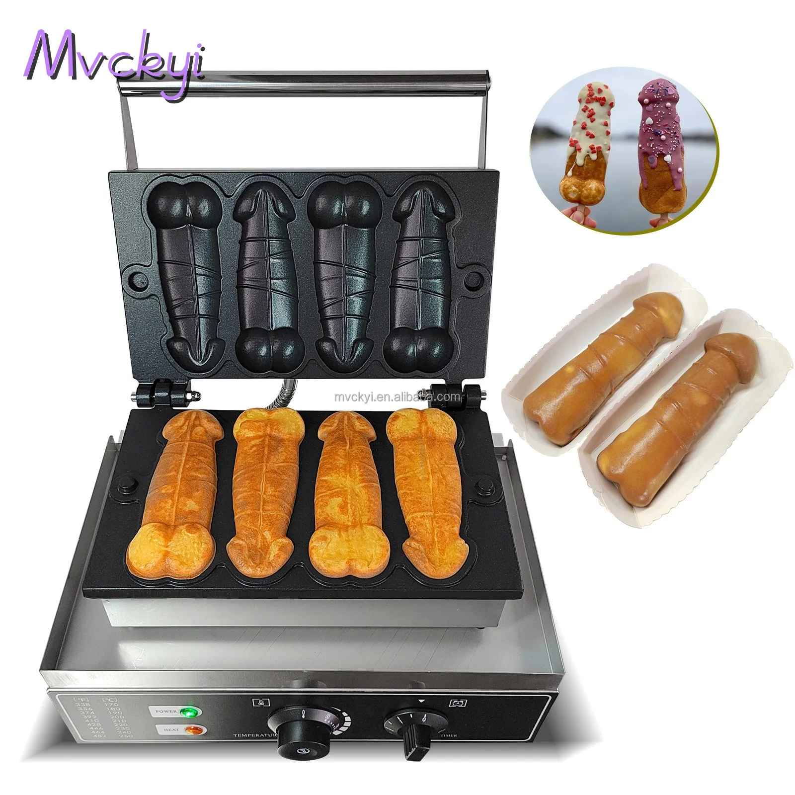 Mvckyi máquina comercial para hacer gofres con forma de pene, palo de hierro, para hornear
