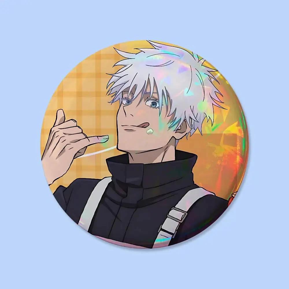 Cartoon G-Gojo Satoru Anstecker 25 32 44 58 75 mm Runde Cosplay-Pins Taschen-Deko Fans Sammlerstücke Freunde Geschenke Brosche Souvenir – Detail 25