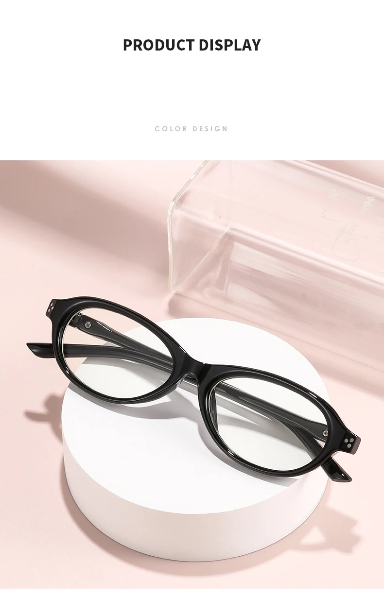Myopie-Brille, elliptischer Rahmen, lichtempfindlicher Farbwechsel, kleiner Rahmen ohne Make-up, Anti-Blaulicht-Modebrille 6085 – Detail 8
