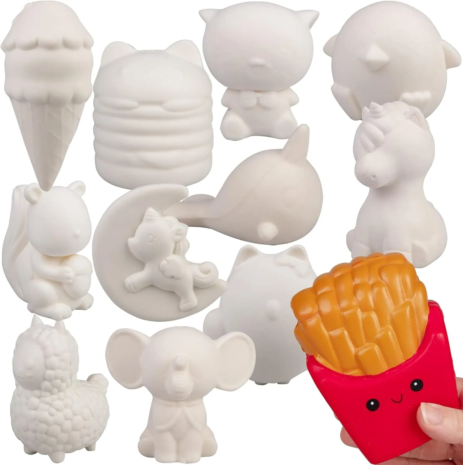 DIY Blank Squishy Antistress Toys for Kids - Slow Rising White Sensory Relief and Creative Painting Activity