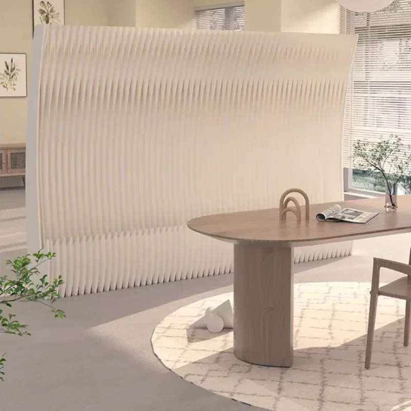 Half Moon Portable White Organ Folding Paper Wall Screen Room Dividers Office Partition Removable Folding Baffle Fence