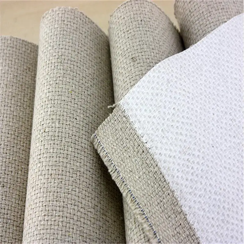 588gsm Thick Double warp and double weft linen blend coated rough oil canvas, width 170cm