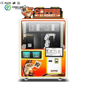 Robot Barista Commerciale Personalizzato, Distributore Automatico di Caffè e Tè, Robot AI con Stampa Floreale, Distributore Automatico di Caffè Robotizzato