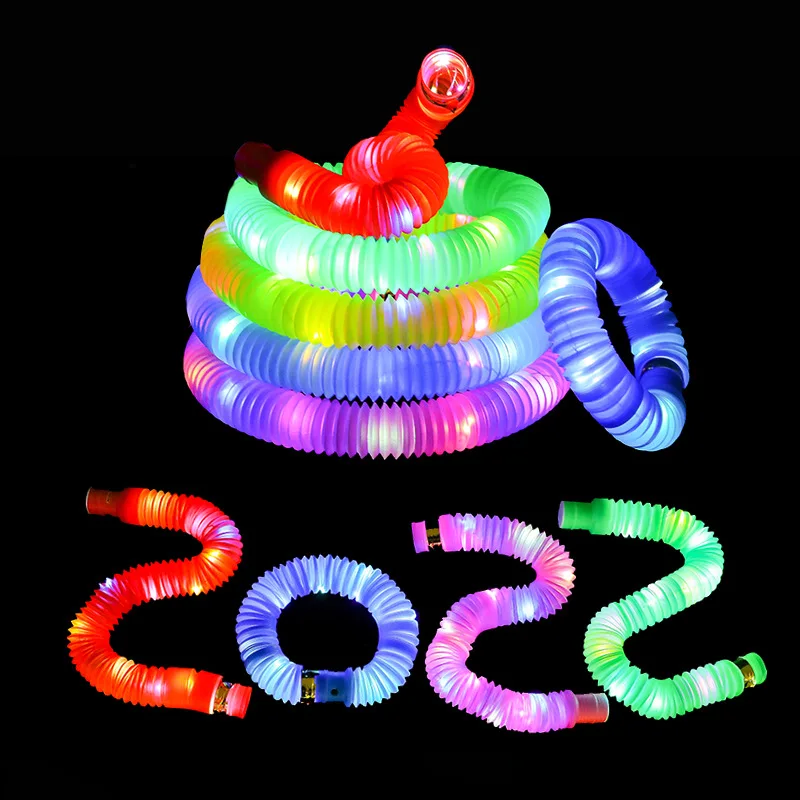 stress squeeze toy New Colorful Plastic Luminous Pop Tube LED Light Sensory Toy for Adults Children Ati-stress Reliever Special Needs Adhd Autism banana fidget toy