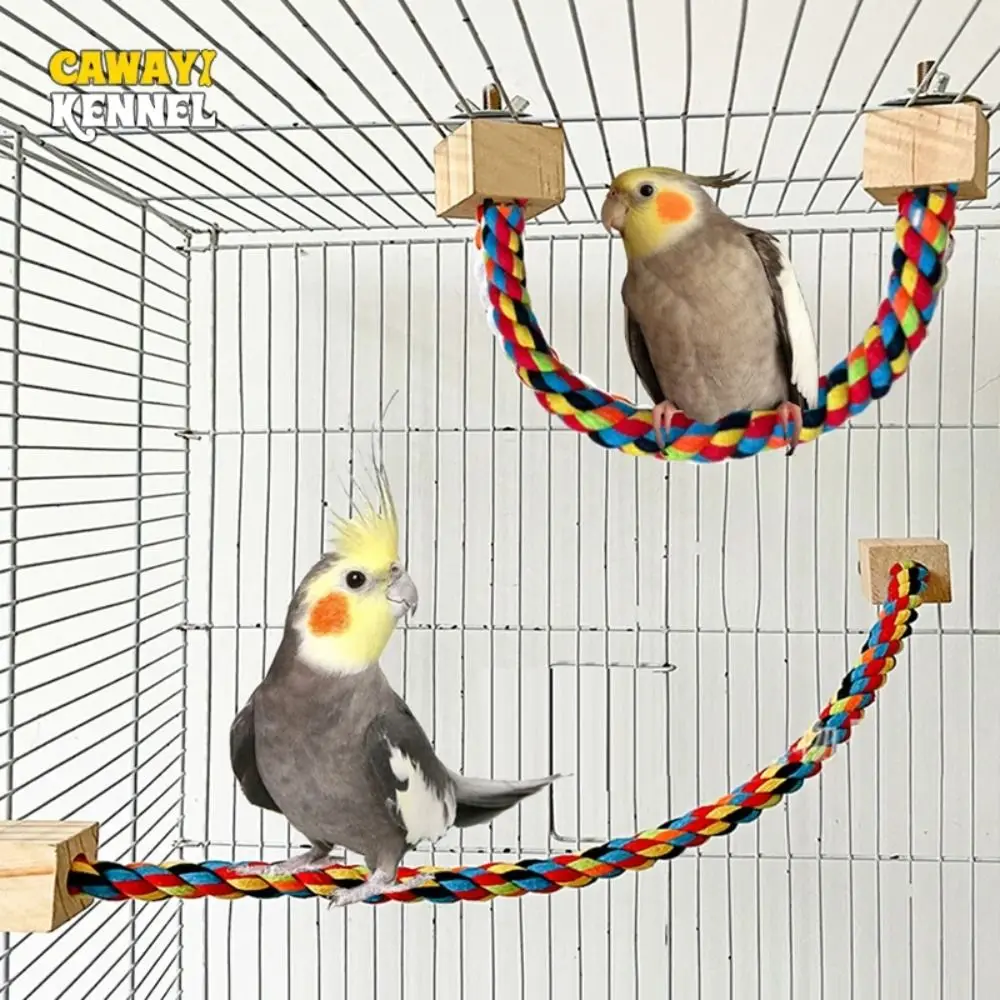 Pet Bird Bite Toys Parrot Color Cotton Rope Toys Elastic Parrot Climbing Sturdy Bird Swing Harness Cage Pet Toy Swing Stand