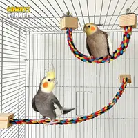 Pet Bird Bite Toys Parrot Color Cotton Rope Toys Elastic Parrot Climbing Toys Sturdy Bird Swing Harness Cage Pet Toy Swing Stand 1