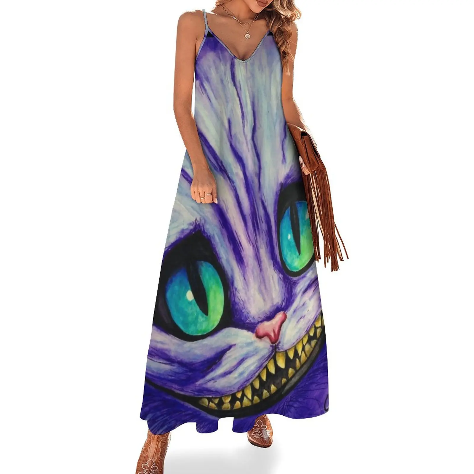 

“We're all mad here” Sleeveless Dress luxury woman evening dress Summer skirt