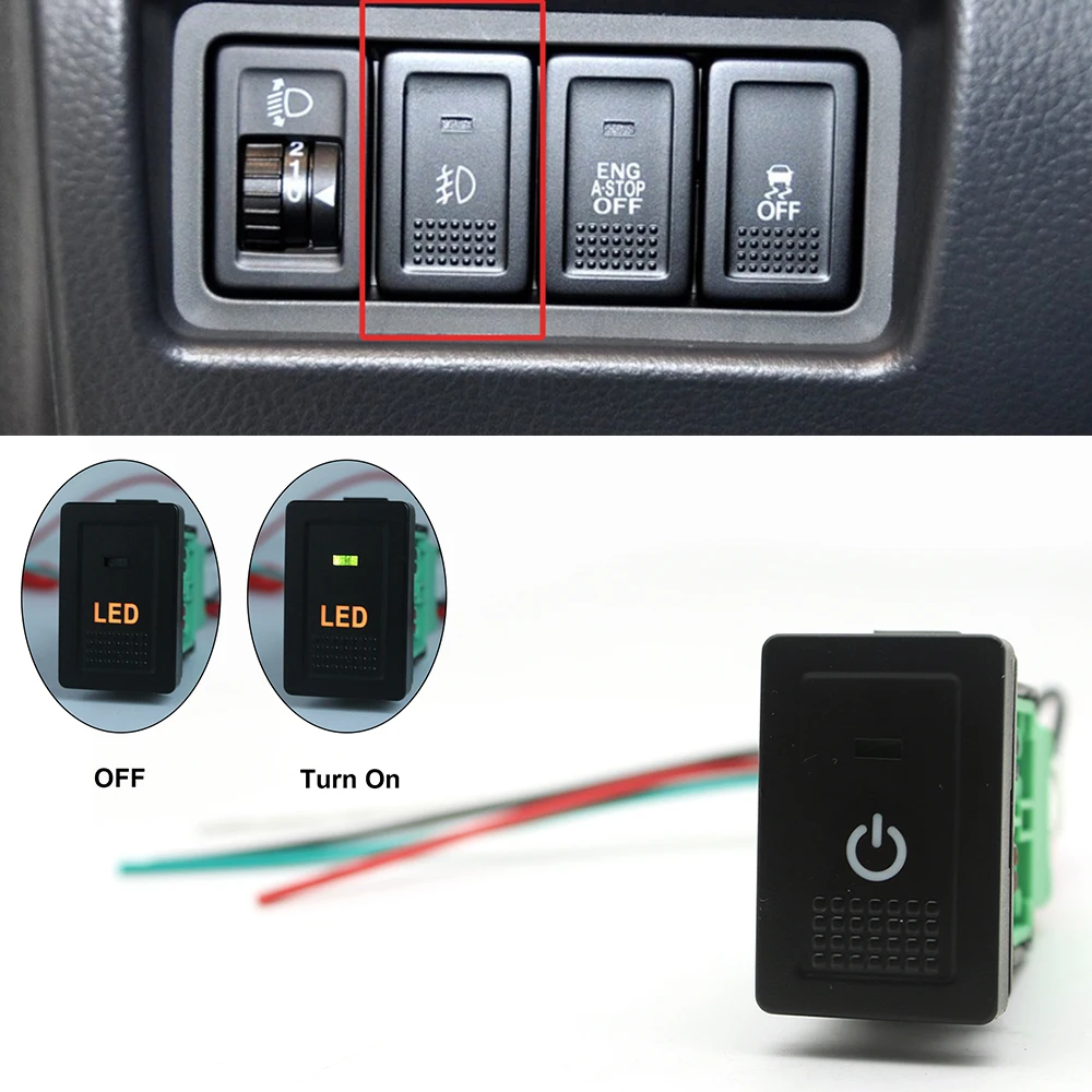 1PC-Car-LED-Fog-Lights-Spotlights-Music-Power-on-Off-Switch-Push-Button ...