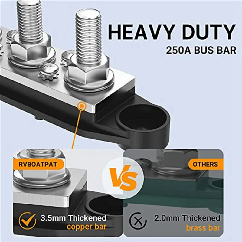 Ingenious-6X 250A 12V 버스바 배터리 전원 분배 블록 자동차 오디오 12볼트 DC 버스바 4 X 3/8인치 포스트 6 X 8 나사