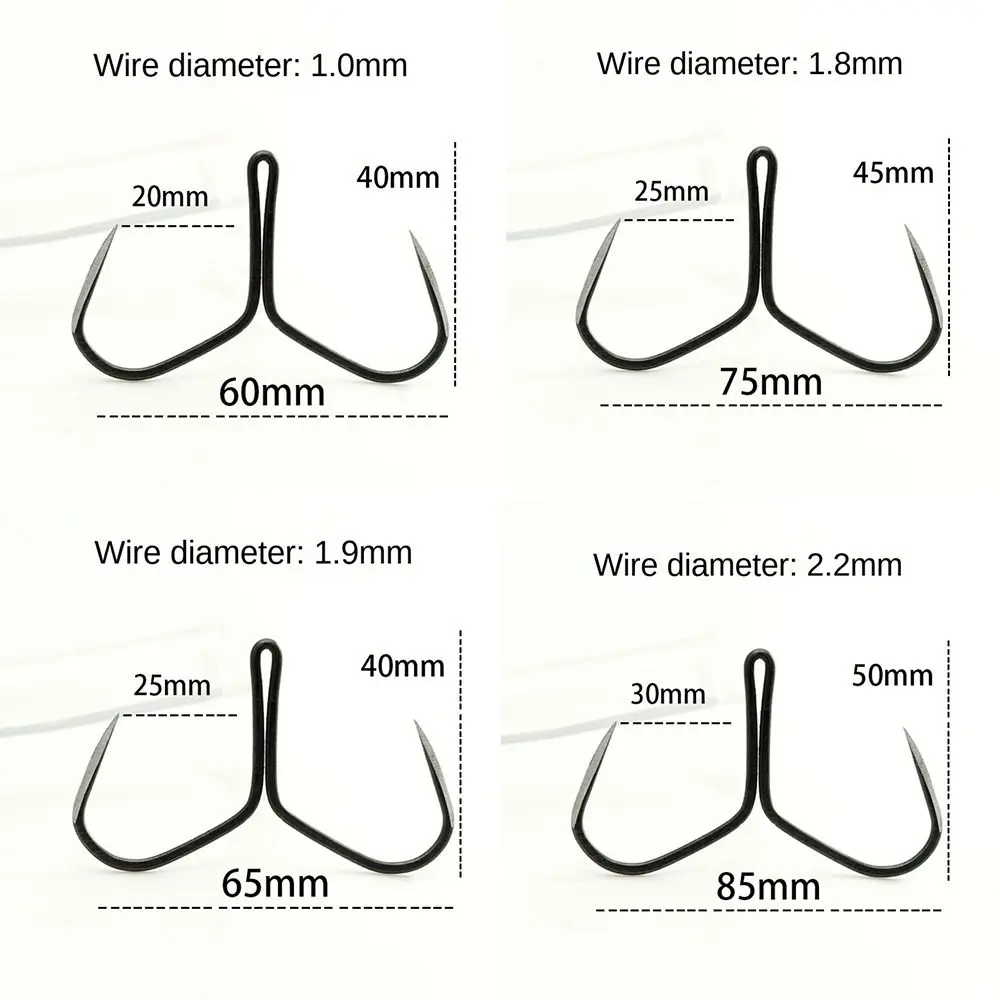 10pcs Duple Hooks Fishing hook grind High Carbon Steel Strong Anchor Hook Nonbarb Black Nickel Double Anchor Hooks