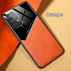 Leather Lens Protection Case with Car Magnetic Function Cover for Galaxy A06 5G (Orange)