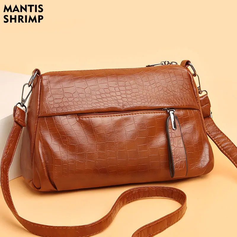 

Сумка на плечо для женщин среднего возраста, дамская сумочка из мягкой искусственной кожи, мессенджер на плечо, Универсальный женский саквояж кросс-боди