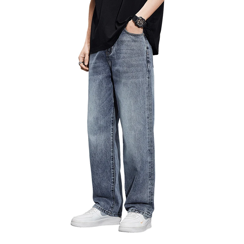 Summer Autumn Denim Jeans Men's Loose Wide Leg Trendy Versatile Pants Straight Brand All Matching Young Pants High Quality 5