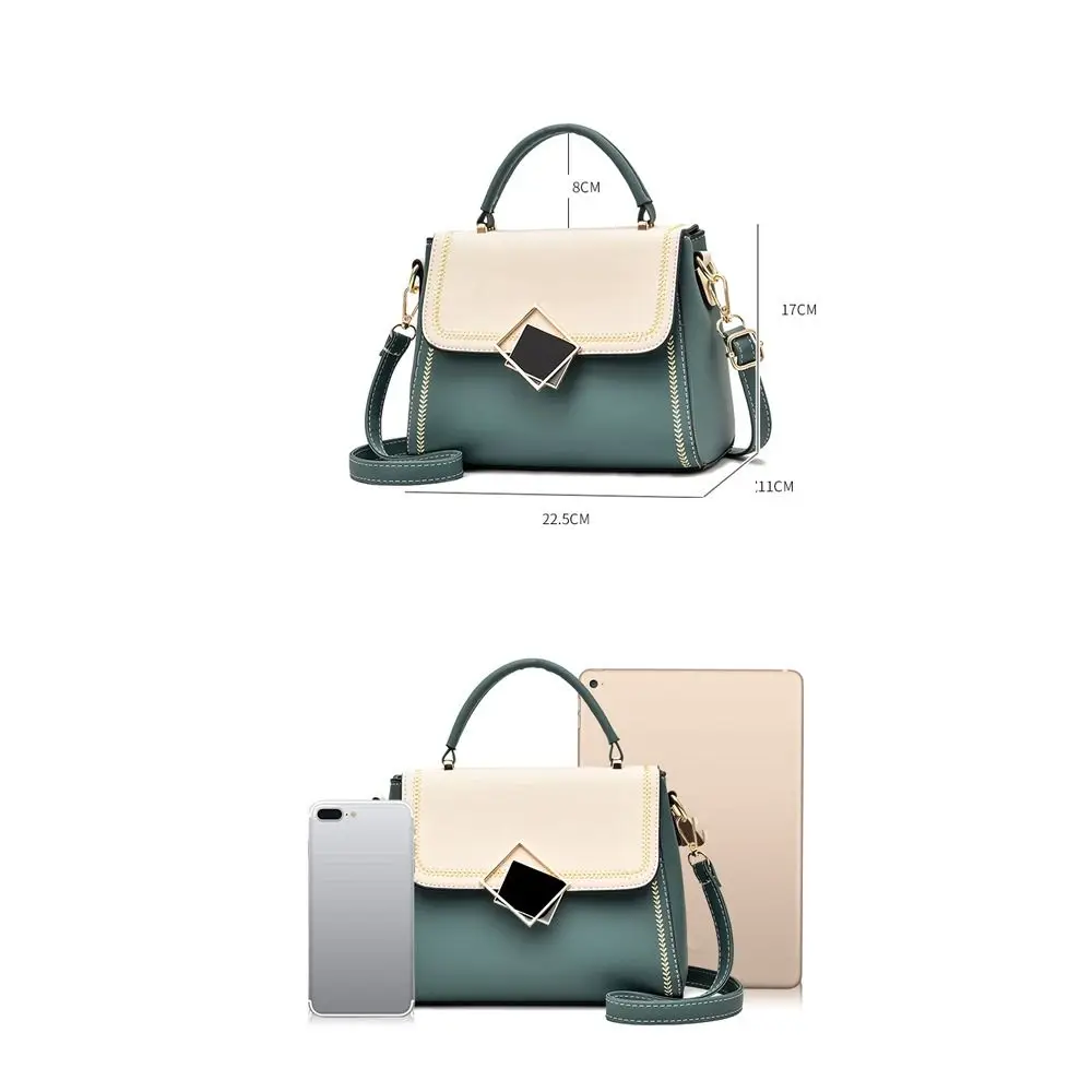 Versatile PU Colorblock Messenger Bag Bag Cover Contrast Color Shoulder Bag Diamond Decoration Underarm Pouch Party