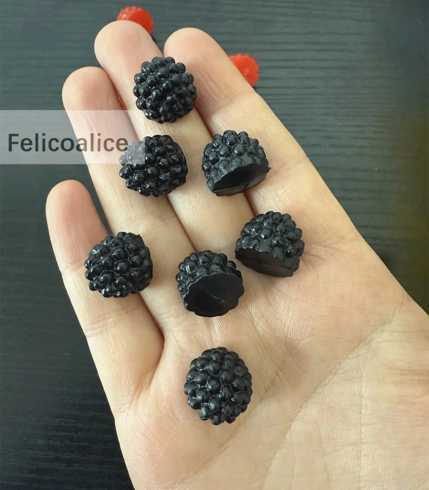 10 stücke Harz Simulation Frucht Himbeere Miniatur Cabochon Kawaii gefälschte Lebensmittel DIY Telefon Fall Dekoration Scrap booking Handwerk liefern – Detail 7