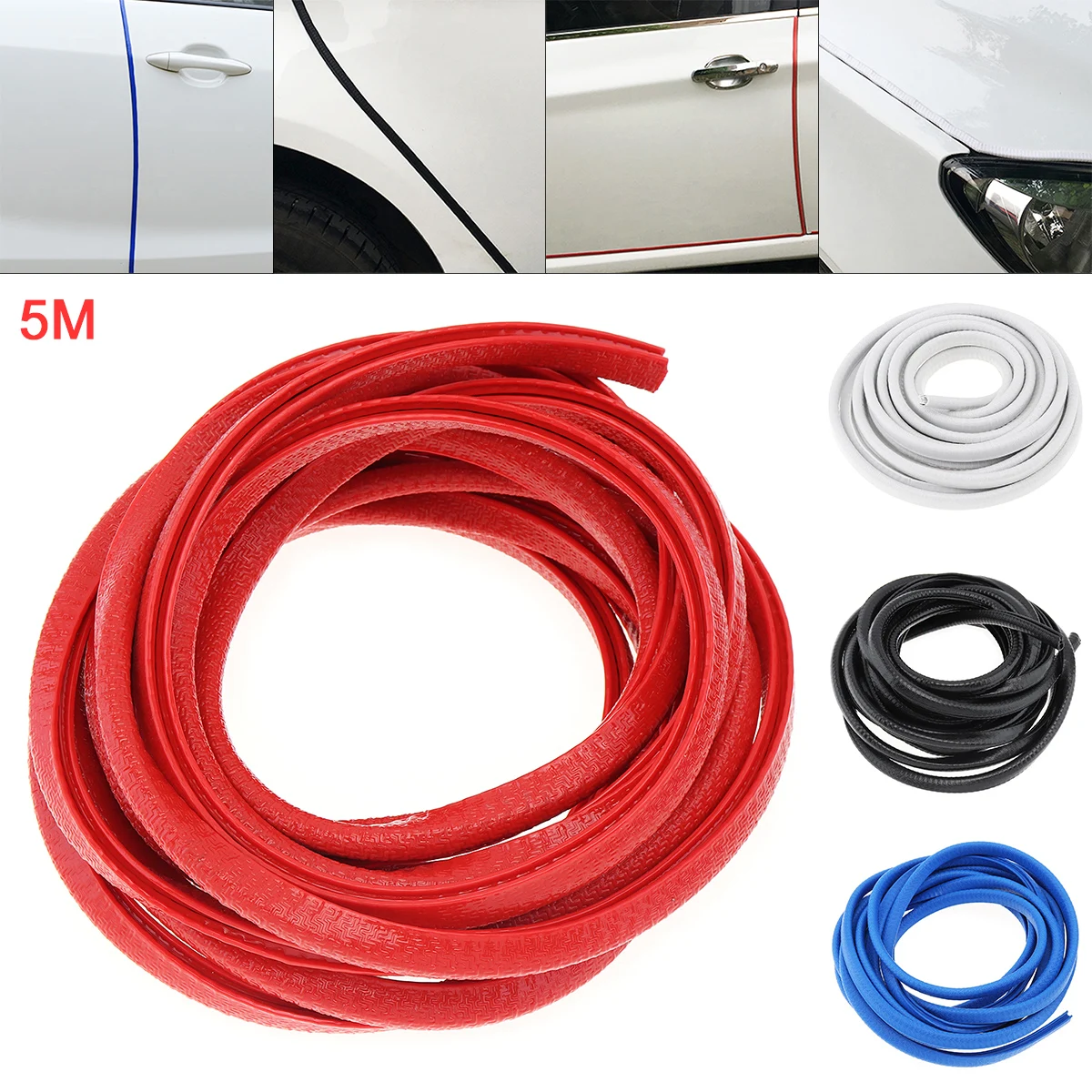 

5M Car Door Anti Scratch Protector Strips Auto Sealing Guard Trim Automobile Door Edge Sticker Decorative Protector Seal Strip