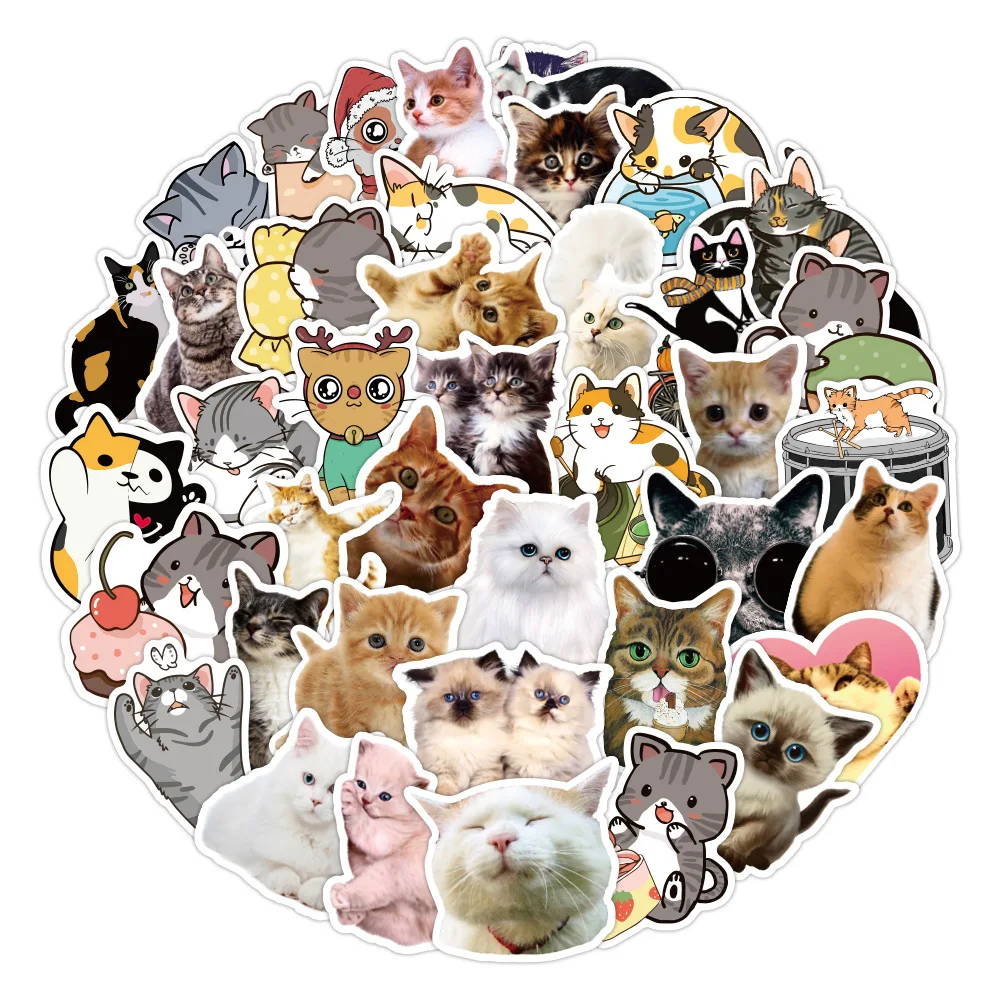 10/30/50/100PCS Cartoon Black Cat Stickers Scrapbook Phone Guitar