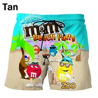 Funny M&M's Chocolate Bean Beach Shorts Men 3D Printing M&M Board Shorts Swimsuit Summer Quick Drying Shorts Sport Shorts 1
