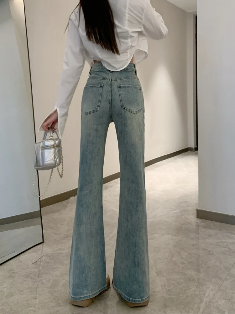 Womens Jeans Wide Leg 70s Jeans Bell Bottom Jeans For Short Women