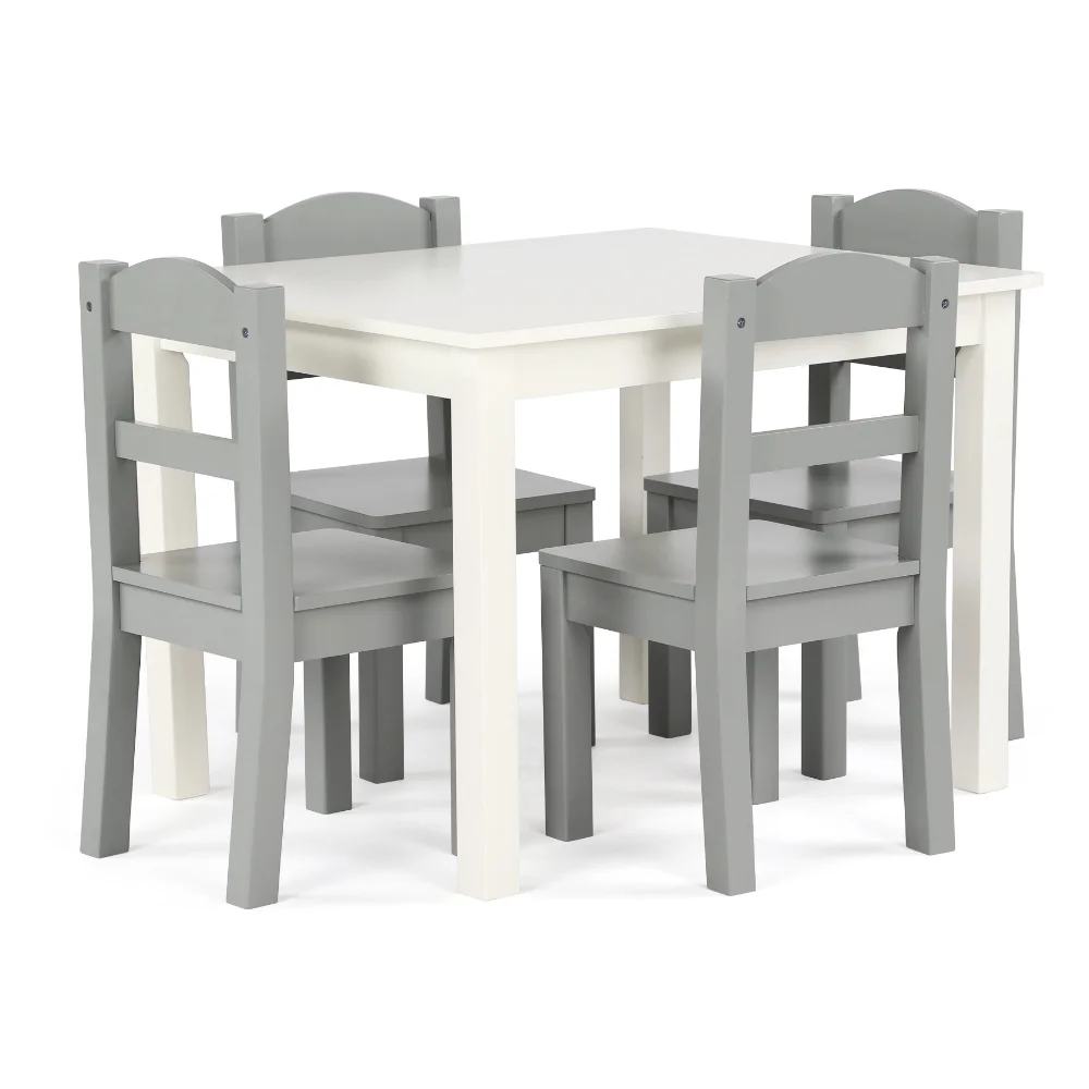 

Humble Crew Springfield 5-Piece Wood Kids Table & Chairs Set in White & Grey
