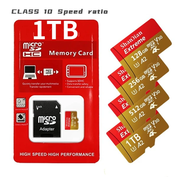 Nieuwe Bestseller Hoge Snelheid 1Tb Usb Drive Micro Sd Micro Sdhc Micro Sd Sdhc Kaart 10 UHS-1 4K Tf Geheugenkaart + Kaartlezer multimedia card