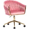 Velvet Office Chair, Pink Desk Chair Vanity Chairs with Wheels,360° Swivel Home Office Desk Chair Computer Chairs, Accent Chair 2
