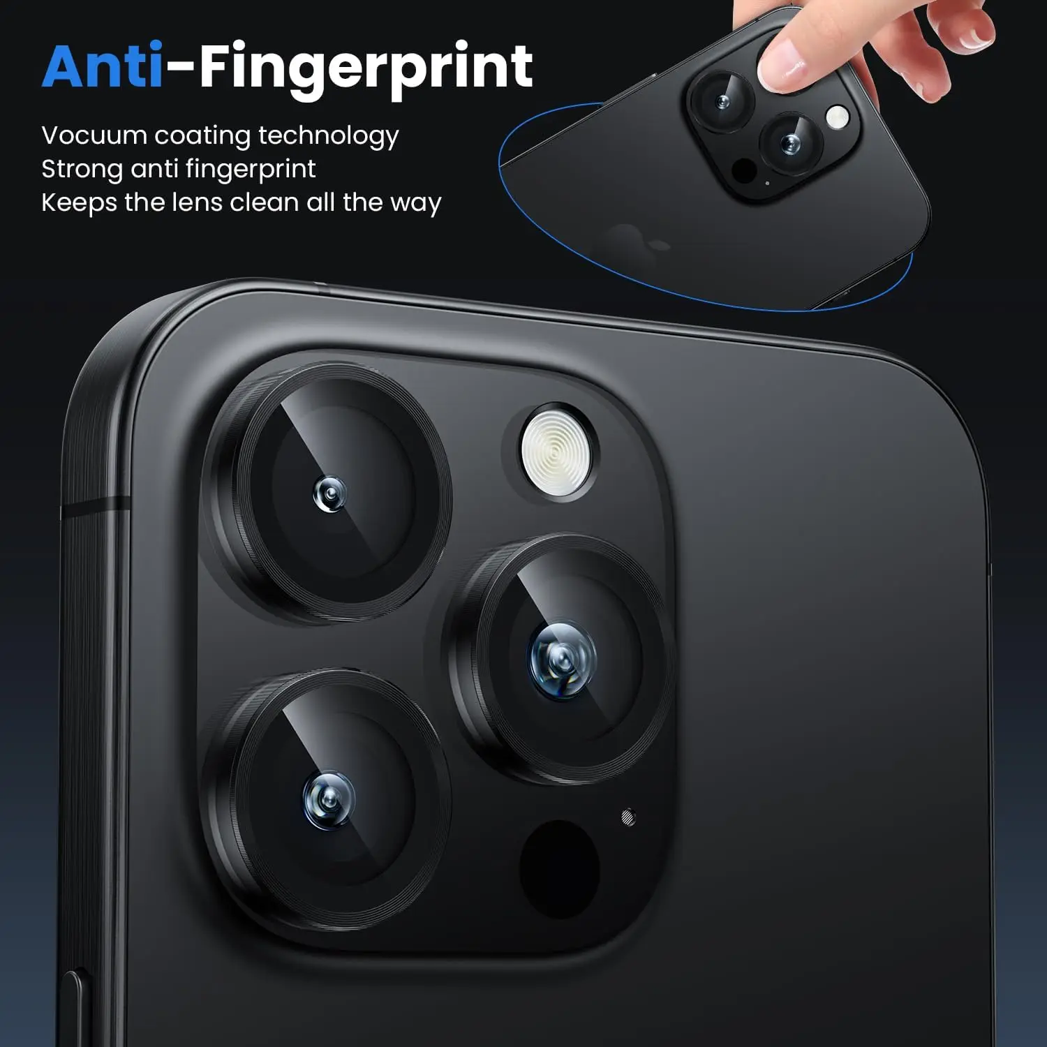 Sleek Black Titanium Camera Lens Protector Cover - Premium Phone Protection Accessory