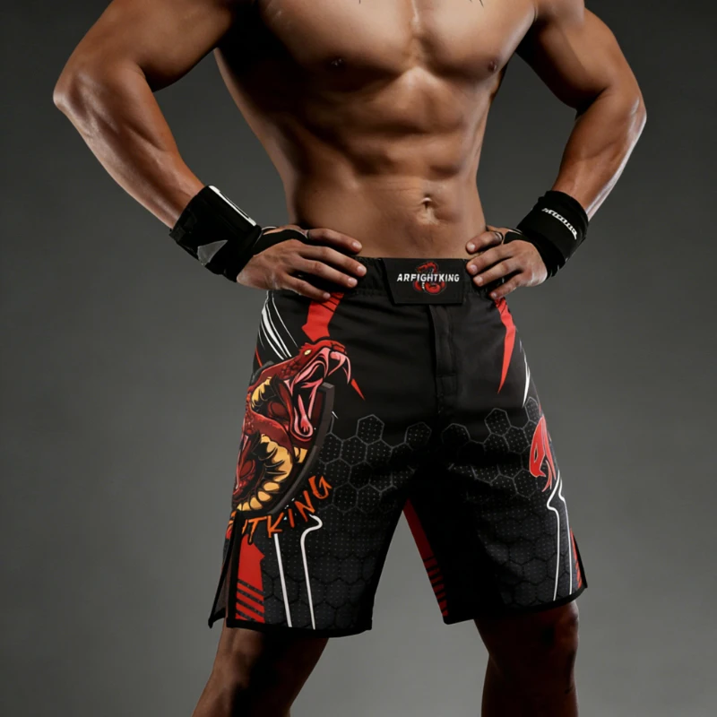 MMA 반바지 스네이크 프린트 레슬링 킥복싱 파이트 반바지 남녀 혼합 무술 장비 BJJ 주짓수 복싱 그래플링 팬츠
