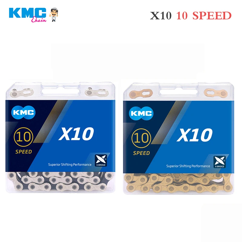 

KMCX10 10 Speed Bicycle Chain 10V MTB Road Super Light Chain 116 Links Gold Silver Box-packed for Shimano/SRAM/Campagnolo