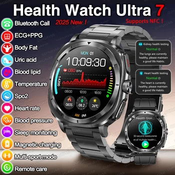 2025 Nuova terapia laser Tre Acidi urici elevati Pressione sanguigna Smartwatch Uomo ECG + PPG Frequenza cardiaca Analisi del grasso corporeo Chiamate NFC Orologi