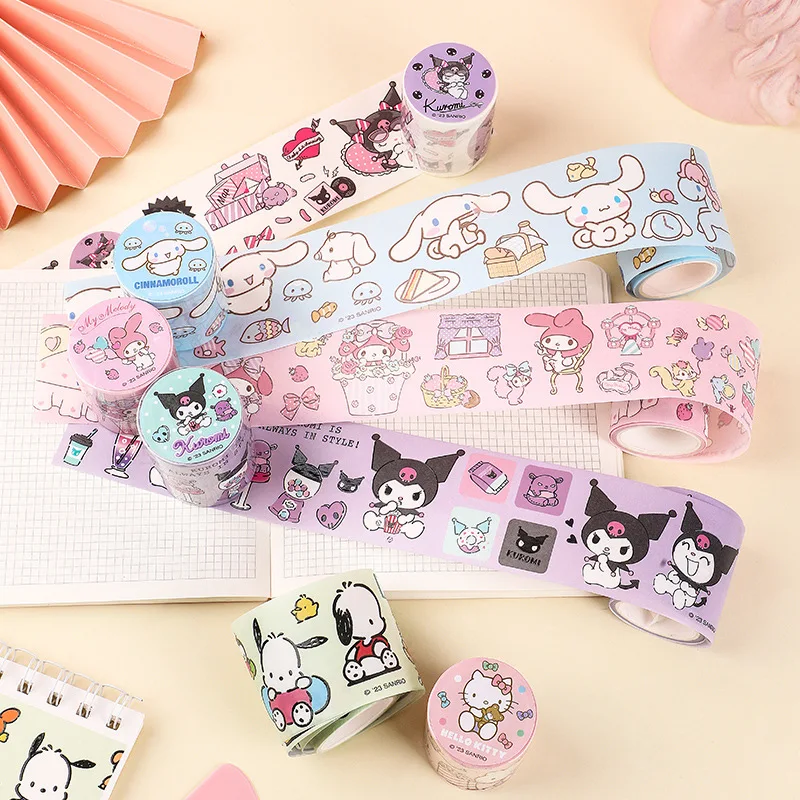 6/24pcs Genuine Edition Sanrio Stickers Paper Tape Hand Accounting Materials Decorative Diy Stickers Kuromi Sticker Wholesale 4