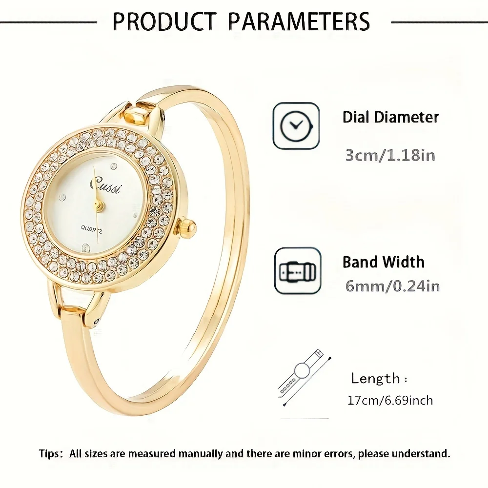 Luxury Gold Round Dial Fashion Rhinestone Round Quartz Bracelet Watch for Women women watches