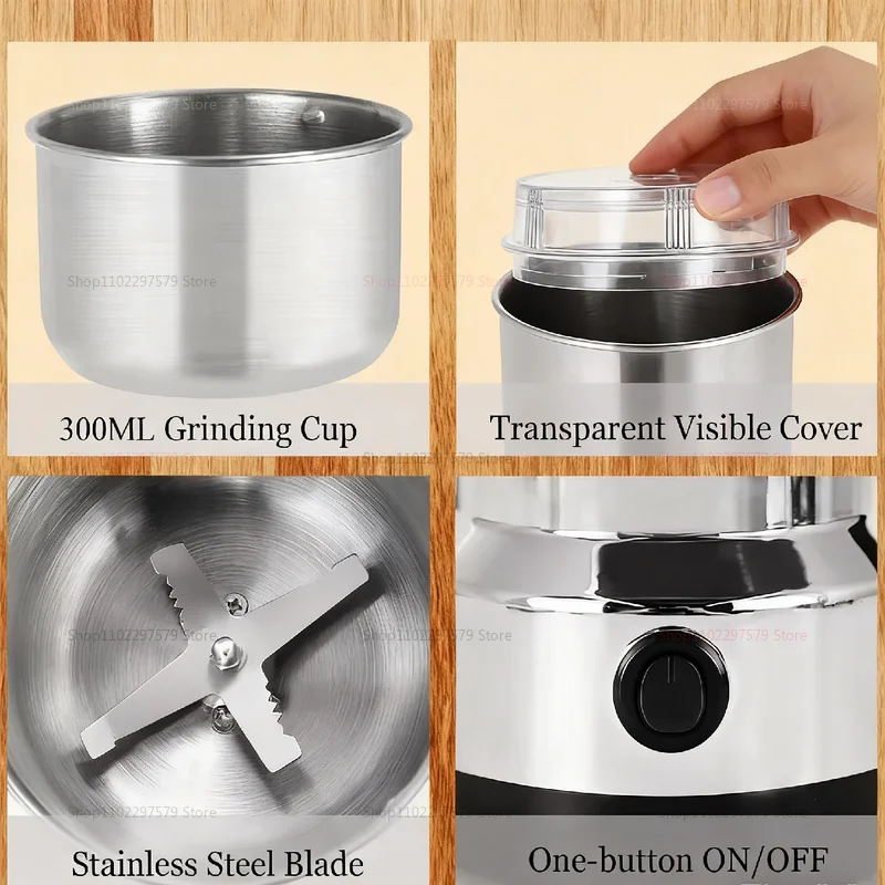 Stainless Steel Ultrafine Crusher Portable Electric Grinder for Baby Food Coffee Beans Spices Pepper Ideal for Home Kitchen Use